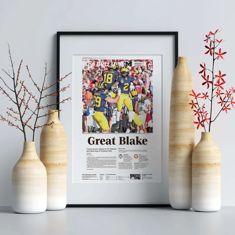 Michigan Rose Bowl Champions Front Page Wall Art