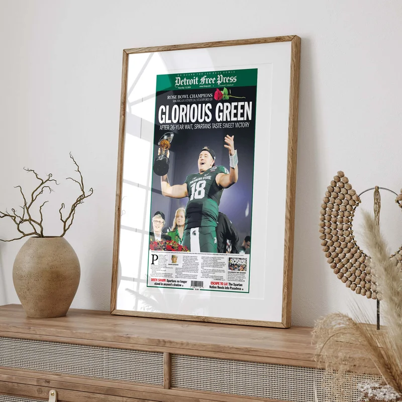 Michigan State Football Glorious Green Rose Bowl Front Page Wall Art