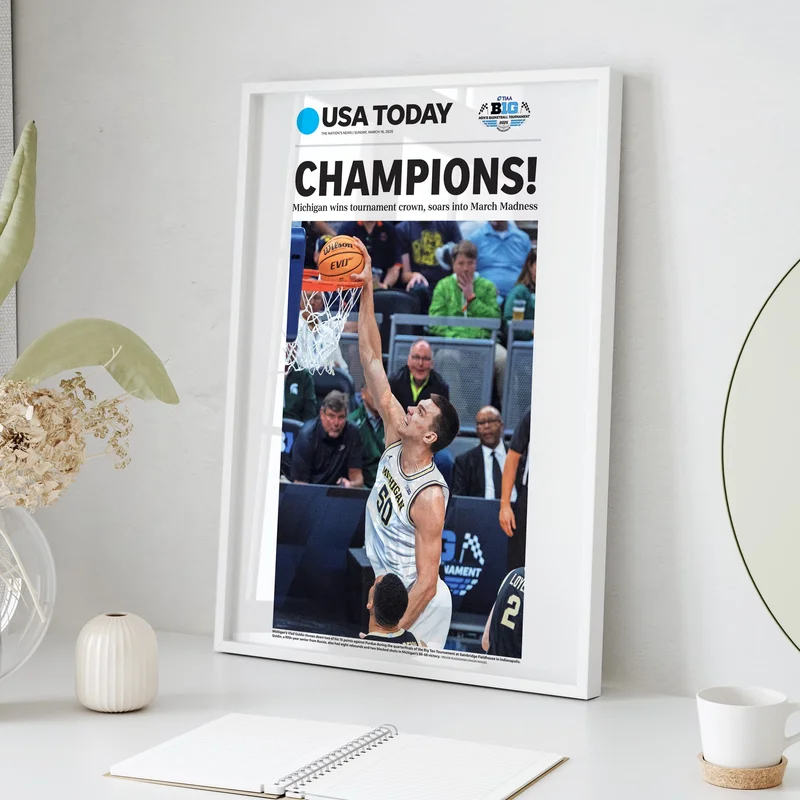 Michigan Wolverines Basketball Big Ten Champs Front Page Wall Art