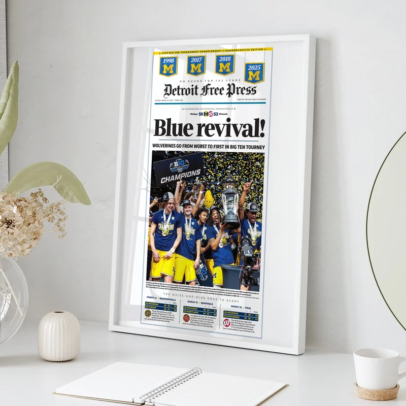Michigan Wolverines Blue Revival Big Ten Champs Front Page Wall Art