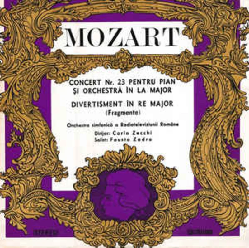 Mozart* - Orchestra simfonic a Radioteleviziunii* Dirijor: Carlo Zecchi Solist: Fausto Zadra  Concert Nr. 23 Pentru Pian i Orchestr n La Major / Divertisment n Re Major (Fragmente)