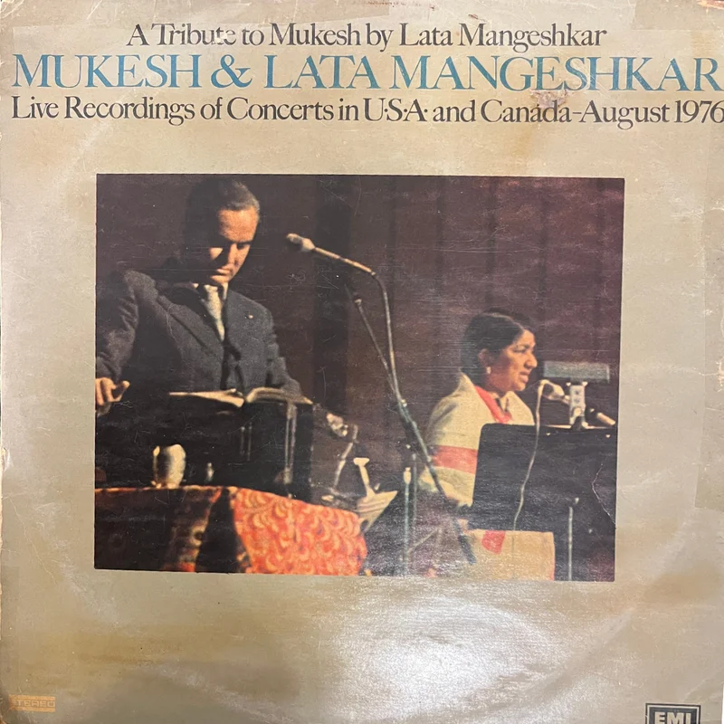 Mukesh & Lata Mangeshkar  A Tribute To Mukesh By Lata Mangeshkar (Live Recordings Of Concerts In USA And Canada-August 1976) (Used Vinyl - VG+) NJ Marketplace