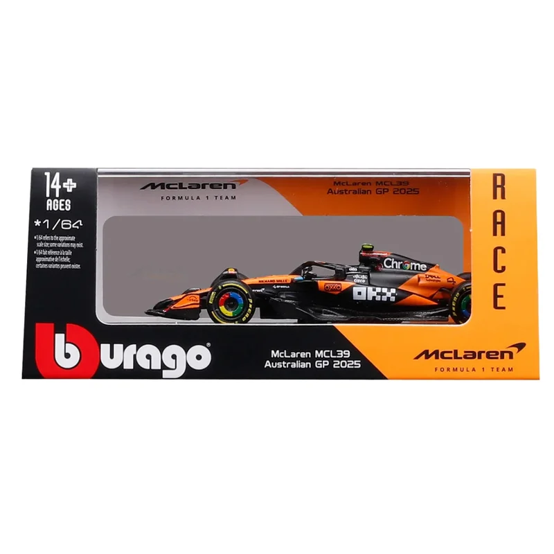 Official Bburago 2025 McLaren MCL39 Australia GP 4 Lando Norris - Scale 1 : 64 Diecast Scale Model