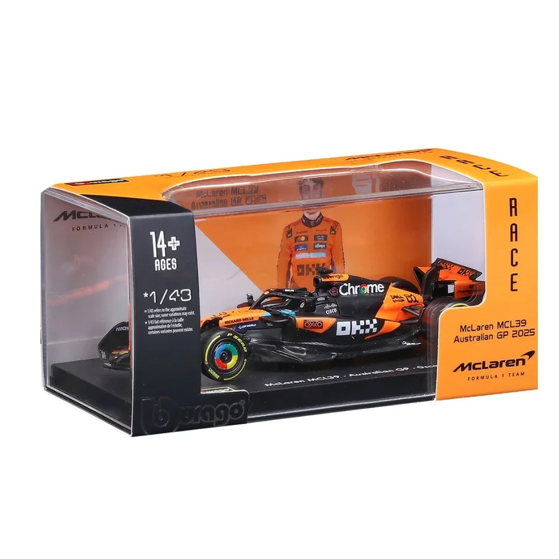 Official Bburago 2025 McLaren MCL39 GP 81 Oscar Piastri Australia GP - Scale 1 : 43 Diecast Scale Model