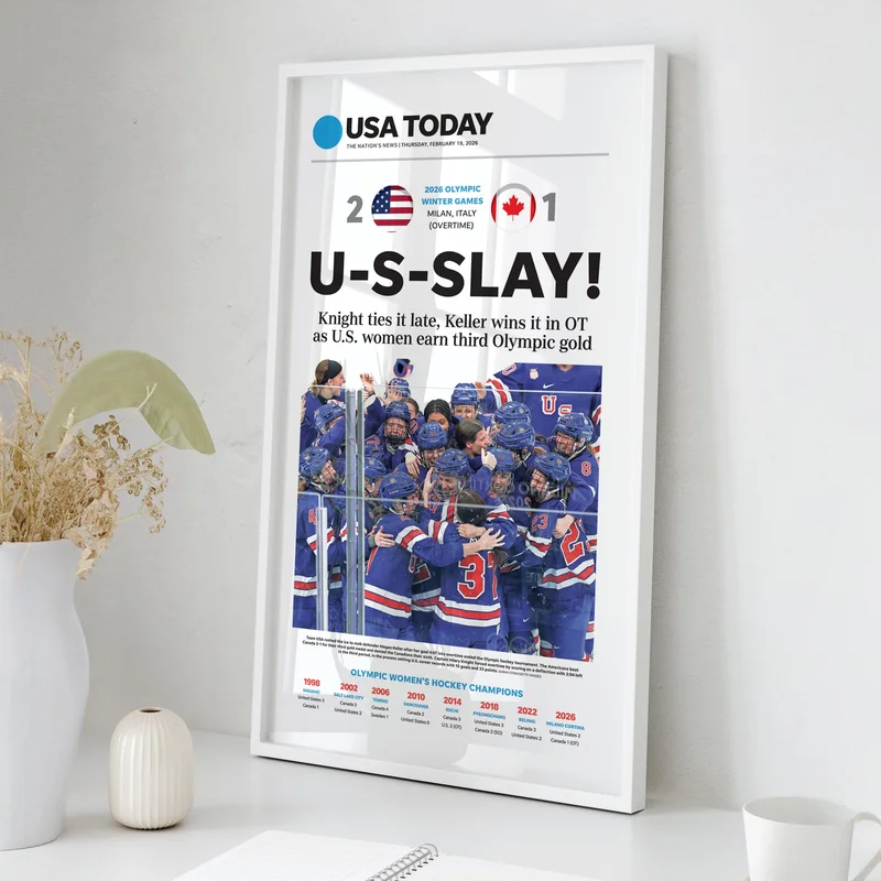 Olympics U-S-SLAY Team USA Women's Hockey Front Page Wall Art