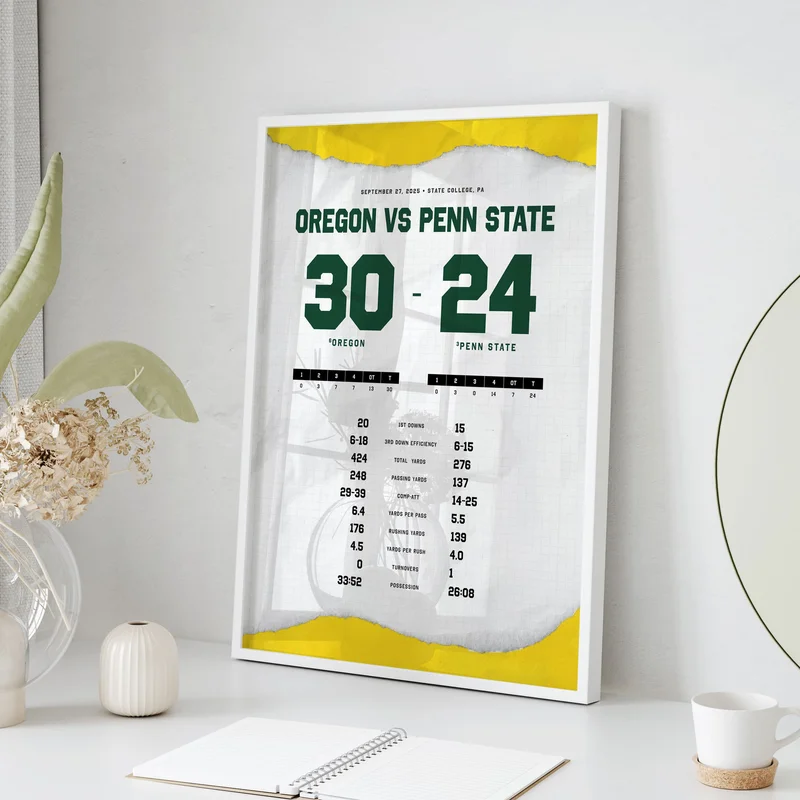 Oregon Upsets Penn State 2025 By the Numbers Wall Art