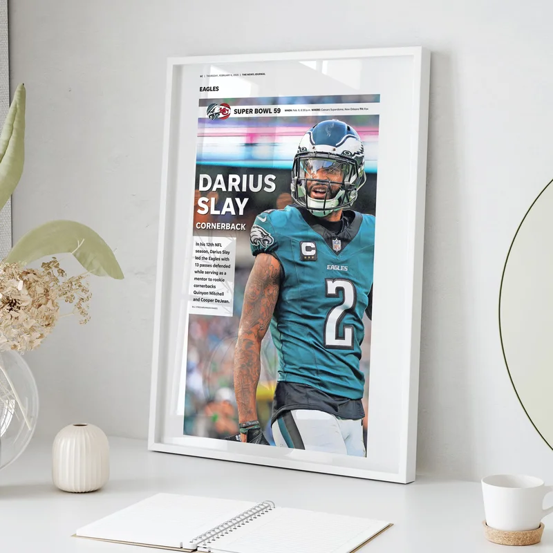 Philadelphia Eagles Darius Slay Super Bowl LIX Commemorative Front Page Wall Art