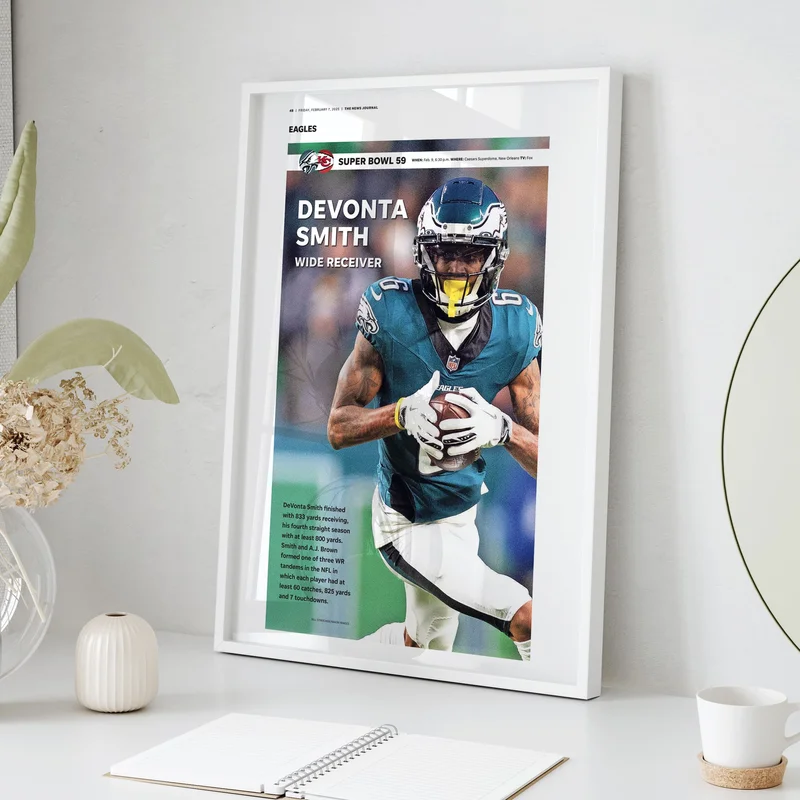 Philadelphia Eagles DeVonta Smith Super Bowl LIX Commemorative Front Page Wall Art