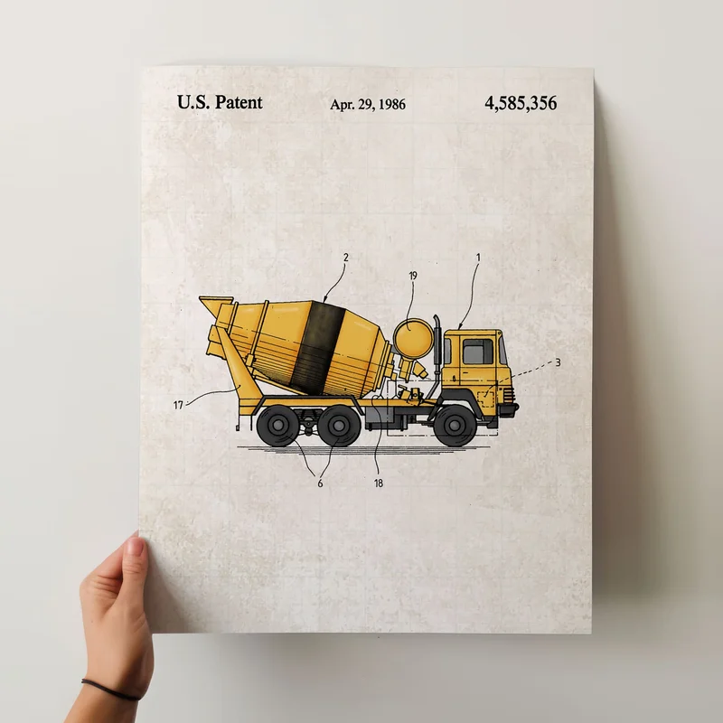 Printable Download: Construction Cement Mixer Patent