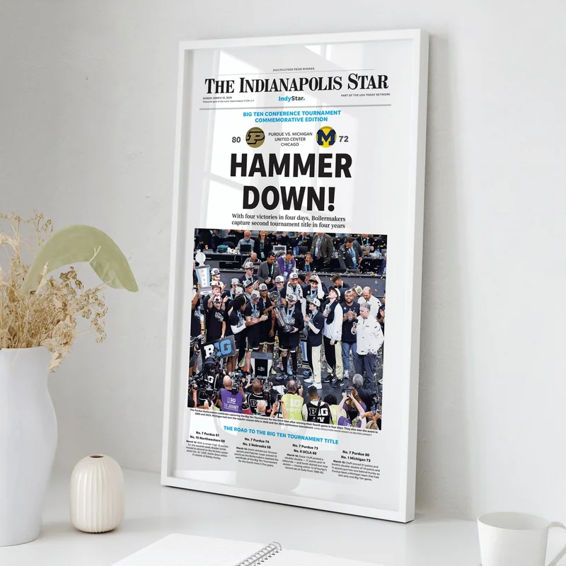 Purdue 2026 Big Ten Tournament Champs Front Page Wall Art