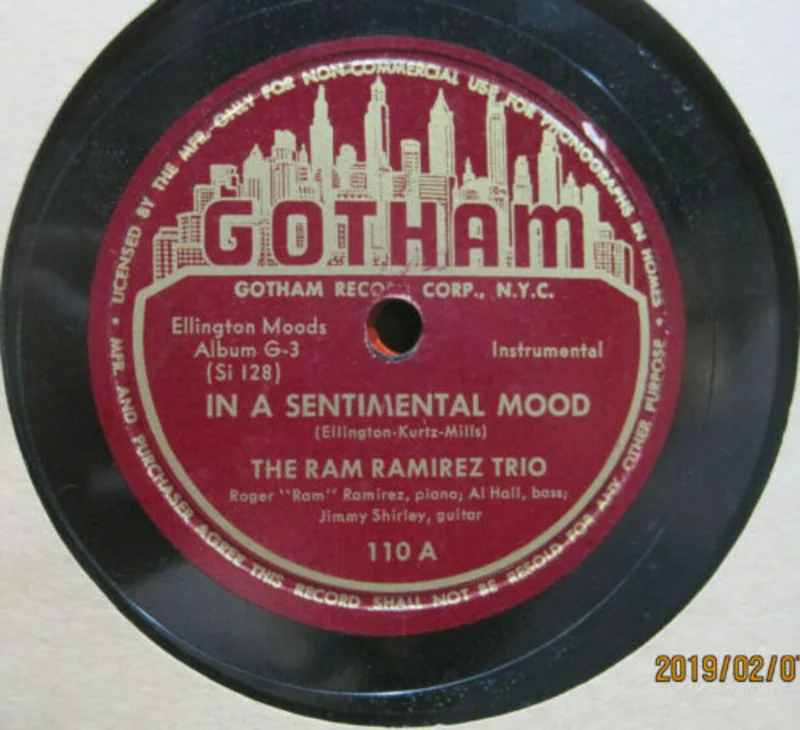 Ram Ramirez Trio - In A Sentimental Mood b/w Sugar Hill Penthouse
