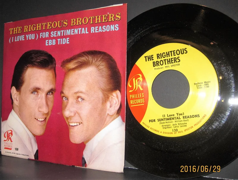 Righteous Brothers - (I Love You) For Sentimental Reasons b/w Ebb Tide  PS