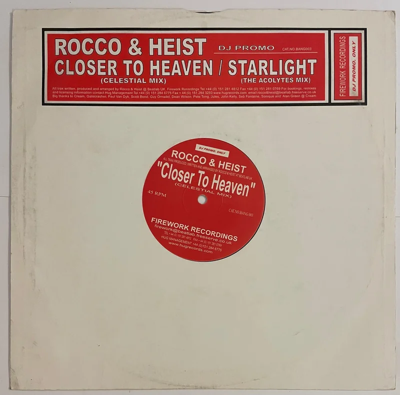 Rocco & Heist - Closer To Heaven / Starlight 12" Single (Promo)