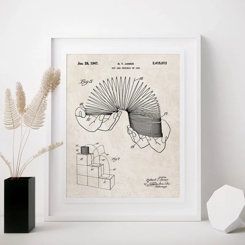 Slinky Patent Wall Art Vintage Paper