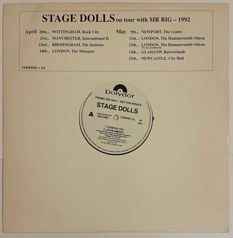 Stage Dolls - Stand By You 12" Single (4 Track Promo)