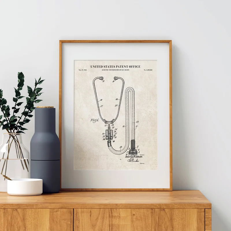 Stethoscope Patent Wall Art - Vintage Paper