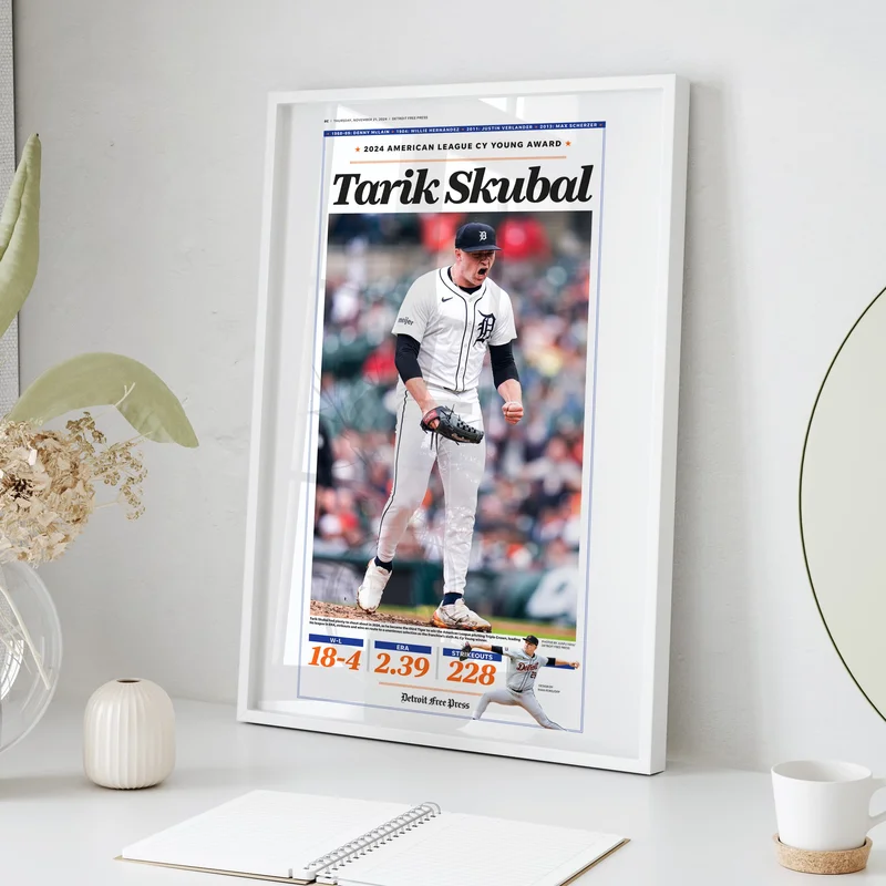 Tarik Skubal AL Cy Young Newspaper Front Page Wall Art