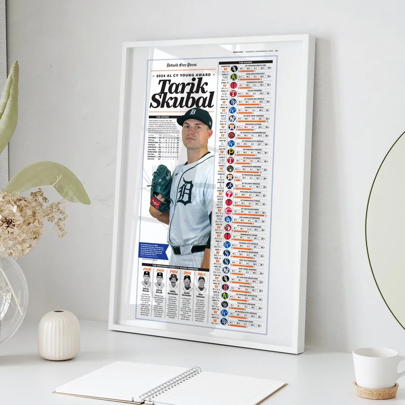 Tarik Skubal AL Cy Young Season Stats Newspaper Front Page Wall Art