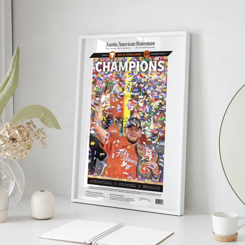 Texas Longhorns 2023 Big 12 Champions Front Page Wall Art