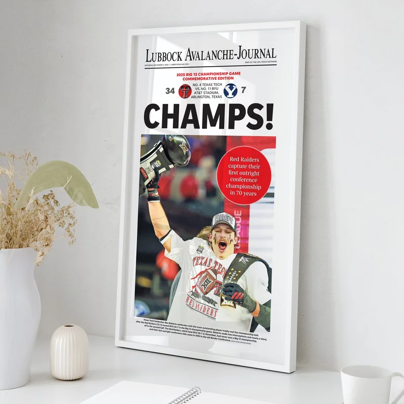 Texas Tech Big 12 Champs Front Page Wall Art