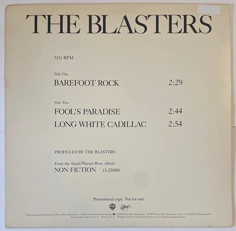 The Blasters - Barefoot Rock 12" Single (Promo)