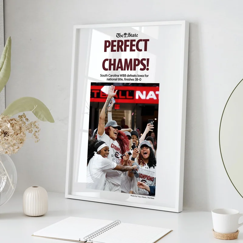 The State's South Carolina Women's Basketball Perfect Champs Front Page Wall Art