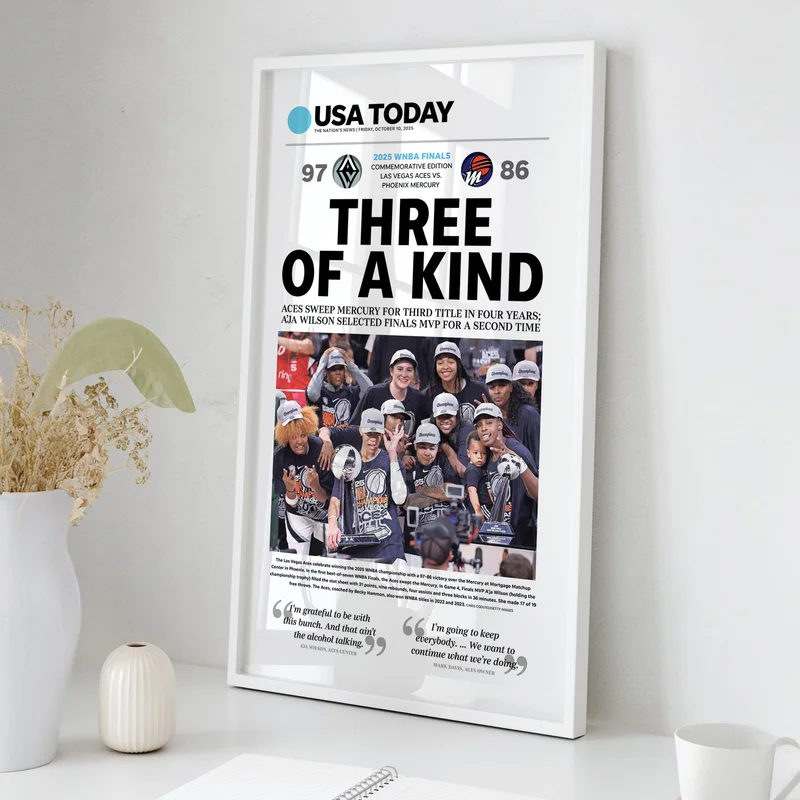 Three of a Kind: Las Vegas Aces 2025 WNBA Championship Wall Art