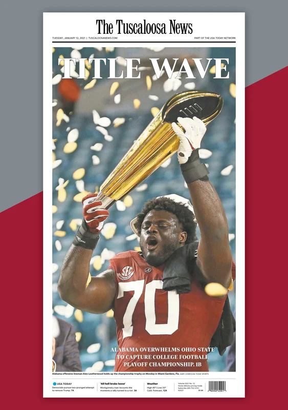 Title Wave Poster: Alabama Championship: Newspaper Front Page Poster