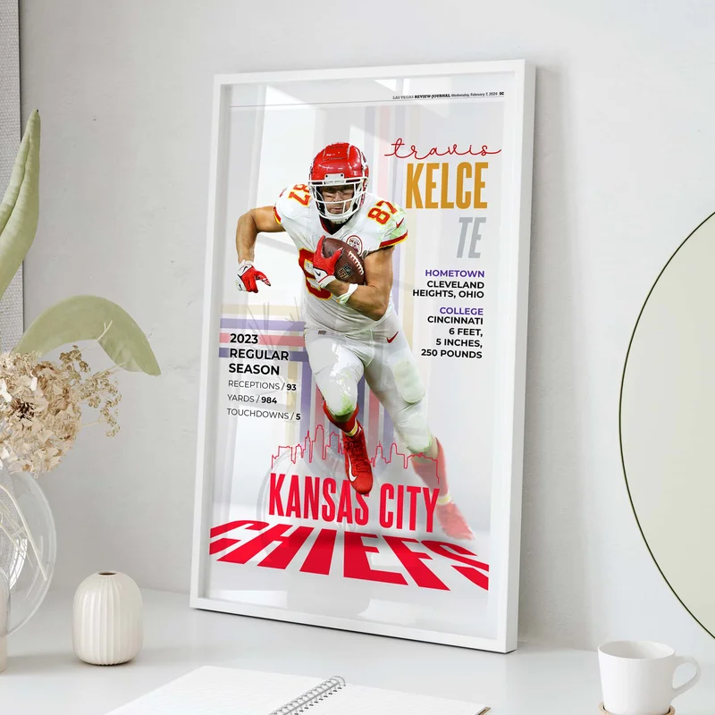 Travis Kelce 2023-24 World Champion Front Page Wall Art