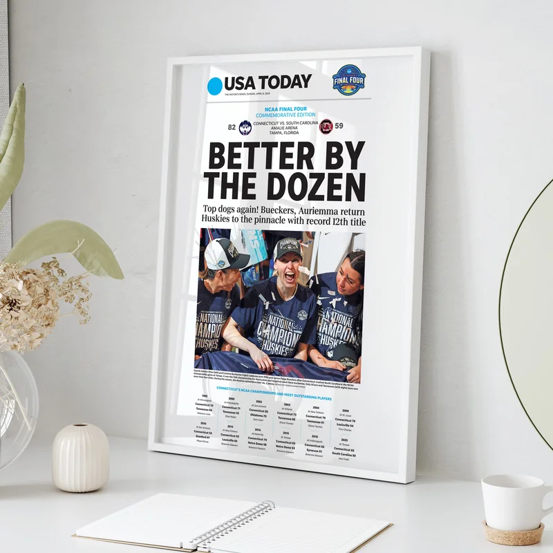 UConn Women Better by the Dozen 2025 Champs Front Page