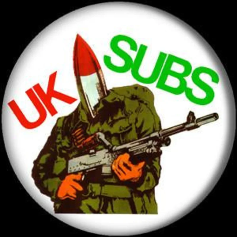 UK SUBS WARHEAD button (1 inch)