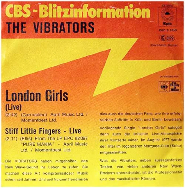 Vibrators - London Girls USED 7" (ger) (promo)
