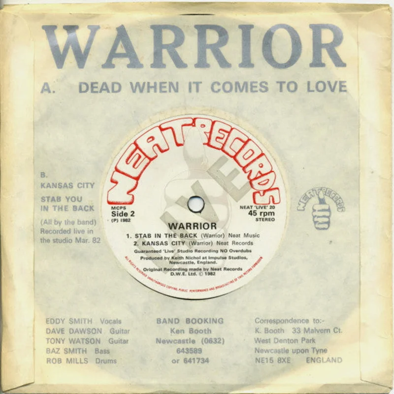 Warrior - Dead When It Comes To Love USED METAL 7"